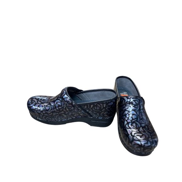 Dansko XP Womens Black Purple Leather casual nursing work clogs Size 40/9 SKU 91 - Picture 2 of 12